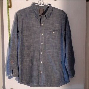 shirt Men's blue cotton denim chambray look shirt made in USA large l